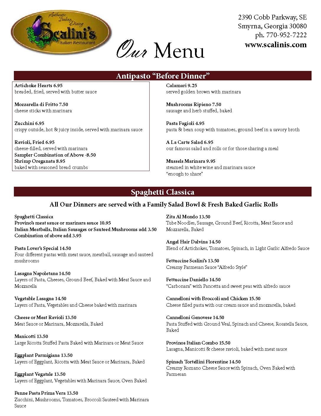 Menu Scalinis Italian Restaurant menu-scalinis-italian-restaurant